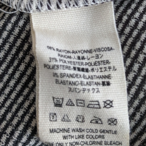 Free People Striped 3/4 Sleeve High Neck Tee XS - Picture 4 of 5